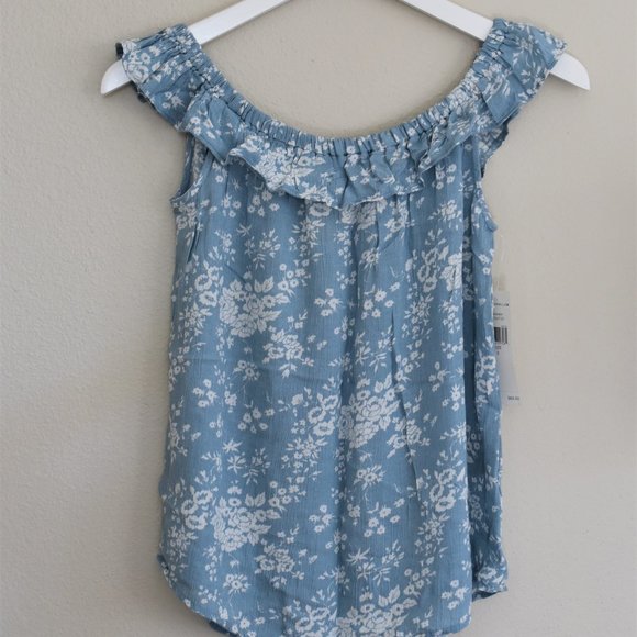 NEW! Denim & Supply Ralph Lauren Blue Floral Off The Shoulder Top Size Small - Picture 6 of 6
